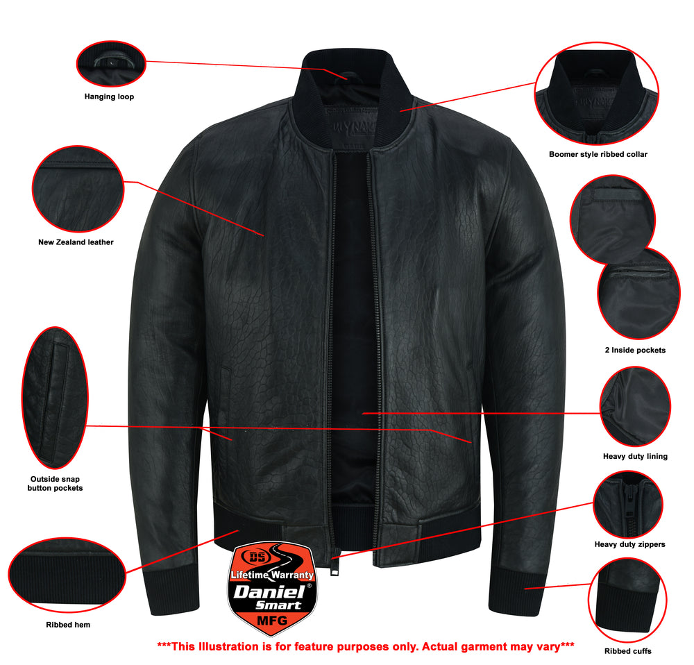 Daniel Smart Men's Fashion Leather Bomber Jacket