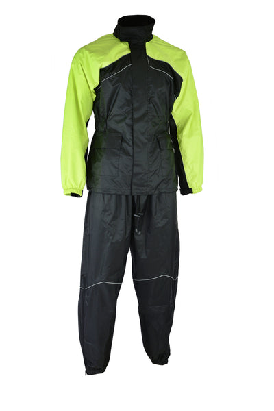 Daniel Smart Rain Suit (Hi-Viz Yellow) with reflective piping displayed on a white background.