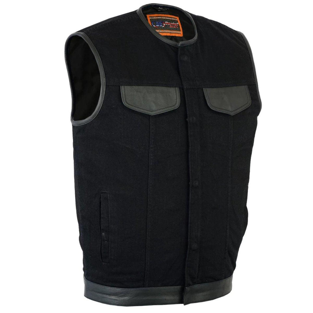 Daniel Smart Denim Concealment Vest with Leather Trim