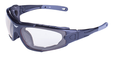 A pair of Daniel Smart Shorty 24 Kit Clear Photochromatic Ant-Fog Lenses with a wraparound frame and shatterproof polycarbonate lenses, displayed against a white background.