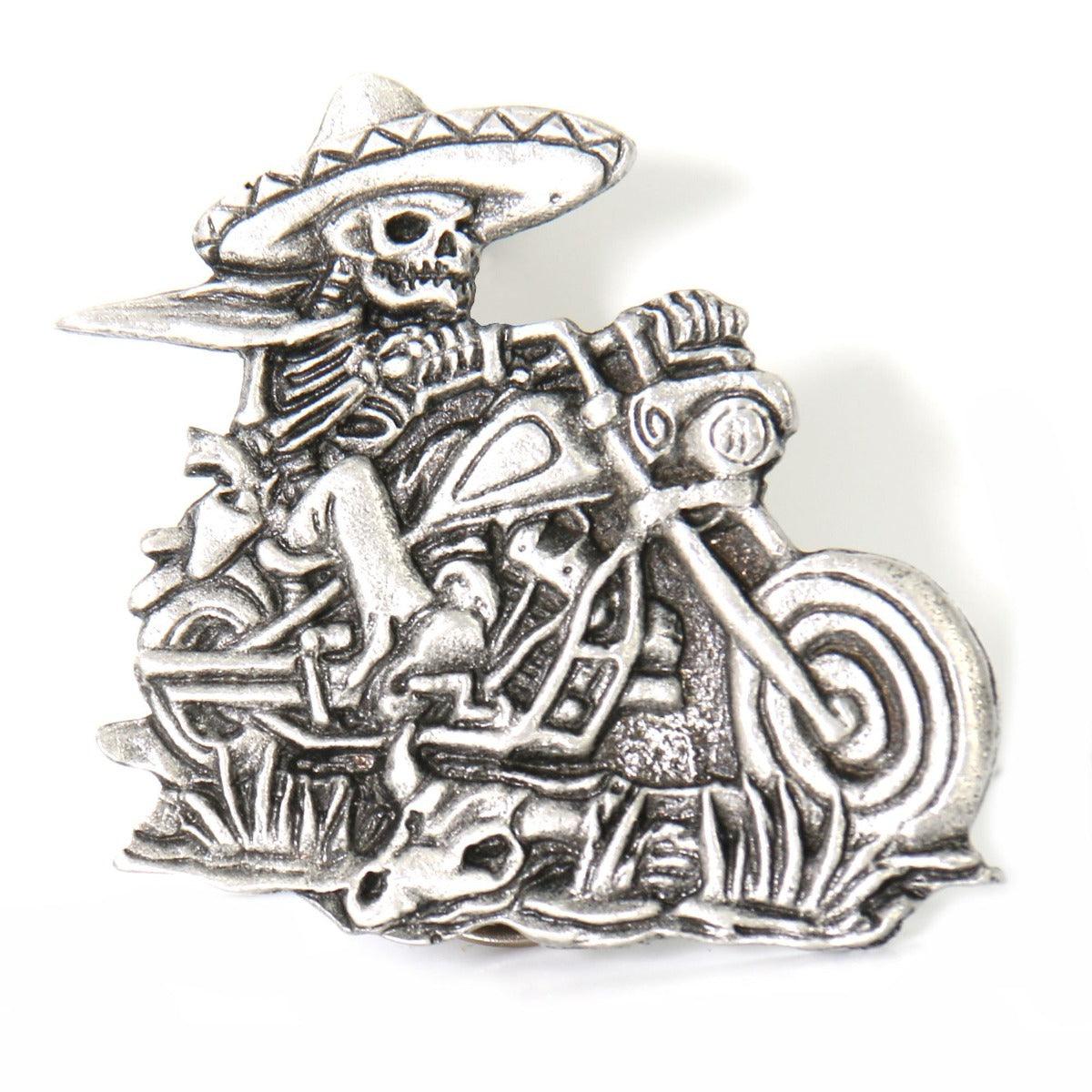Hot Leathers Sombrero Skeleton Rider Pin - American Legend Rider