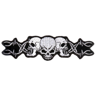 Hot Leathers 5" X 1" Barbed Wire Skull Trio Patch - American Legend Rider