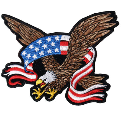 Hot Leathers American Flag Banner Eagle 11" X 9" Patch - American Legend Rider