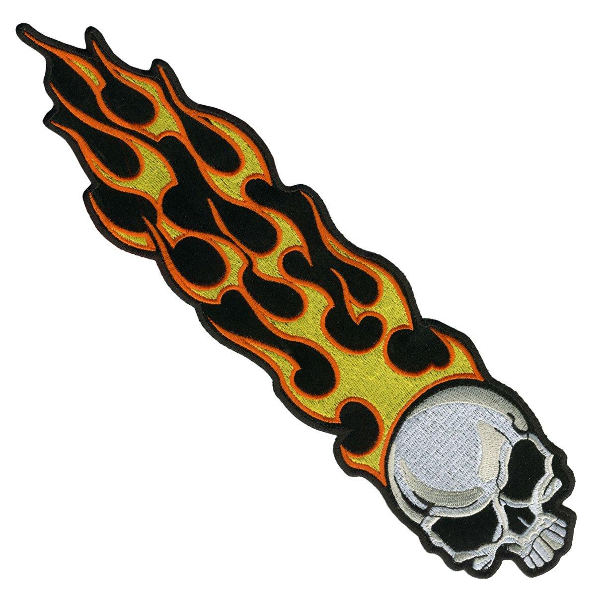 Hot Leathers Long Flaming Skull 1" X 5" Patch - American Legend Rider