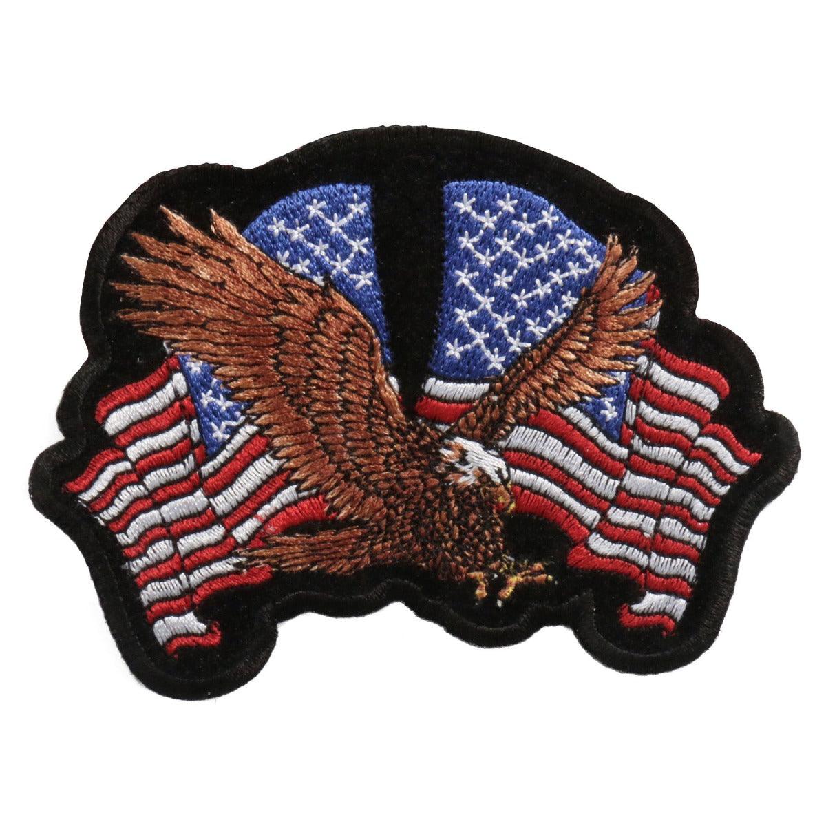 Hot Leathers 4" X 3" Eagle 2 Flags Patch - American Legend Rider