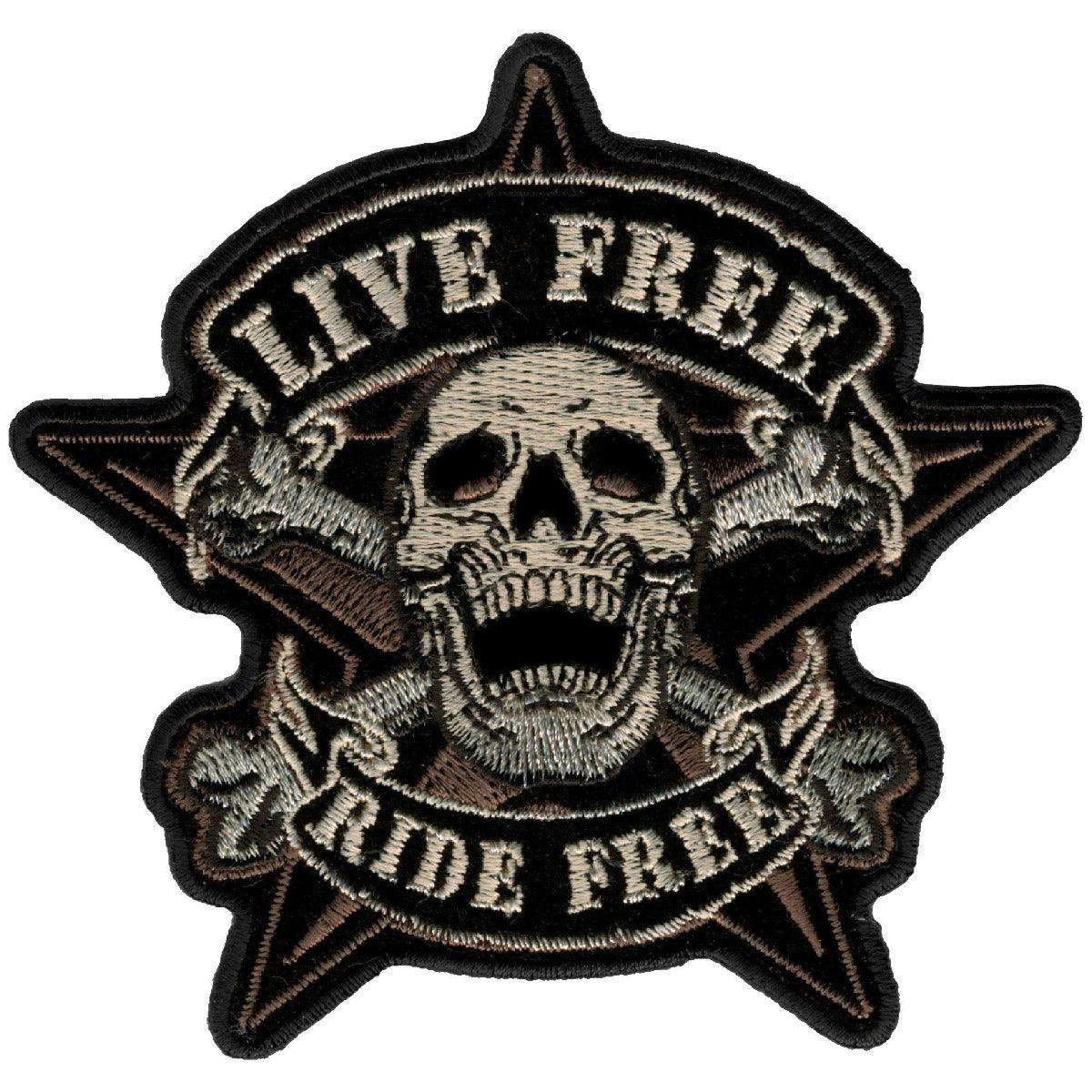 Hot Leathers 4" X 4" Live Free Skull Biker Patch - American Legend Rider