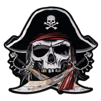 Hot Leathers Pirate Skull 11" X 10" Patch - American Legend Rider