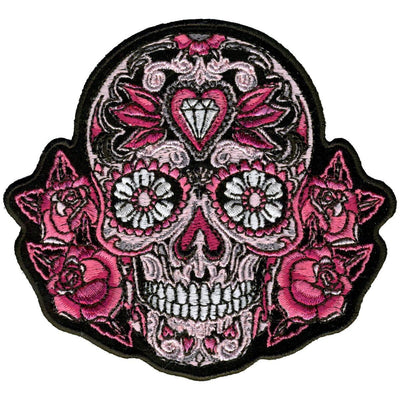 Hot Leathers 4" X 4" Pink Sugar Skull And Roses Ladies Patch - American Legend Rider