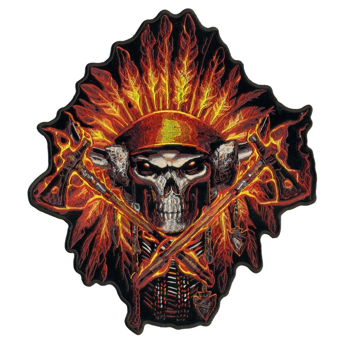 Hot Leathers Flame Headress Indian 11" X 12" Patch - American Legend Rider