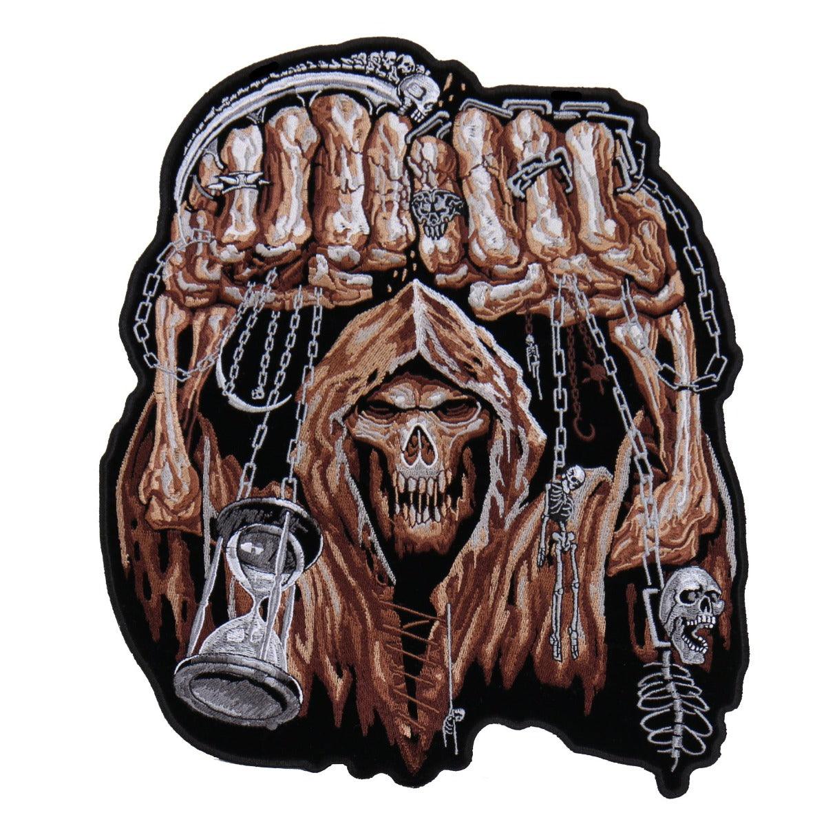 Hot Leathers Patch Huge Fist Skull 10" - American Legend Rider