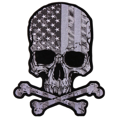 Hot Leathers Flag Skull 8"X10" Patch - American Legend Rider