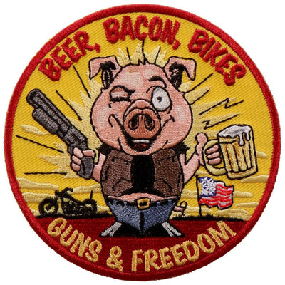 Hot Leathers Beer Bacon Bikes And Guns 4"X4" Patch - American Legend Rider