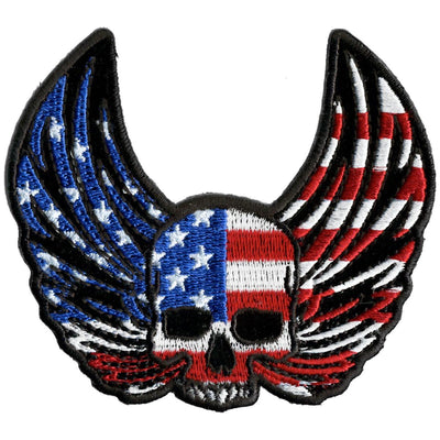 Hot Leathers Skull Wings Flag 4"X3" Patch - American Legend Rider