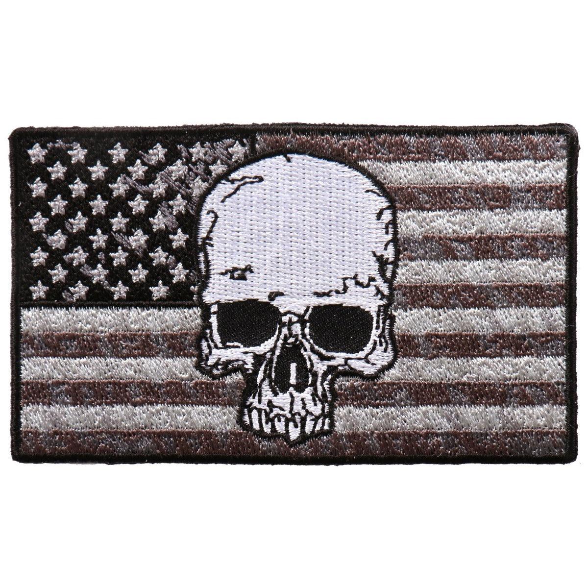 Hot Leathers Gray Flag Skull 4"X2" Patch - American Legend Rider