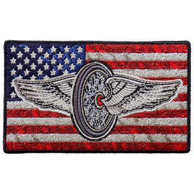 Hot Leathers Flying Wheel Flag 4"X2" Patch - American Legend Rider