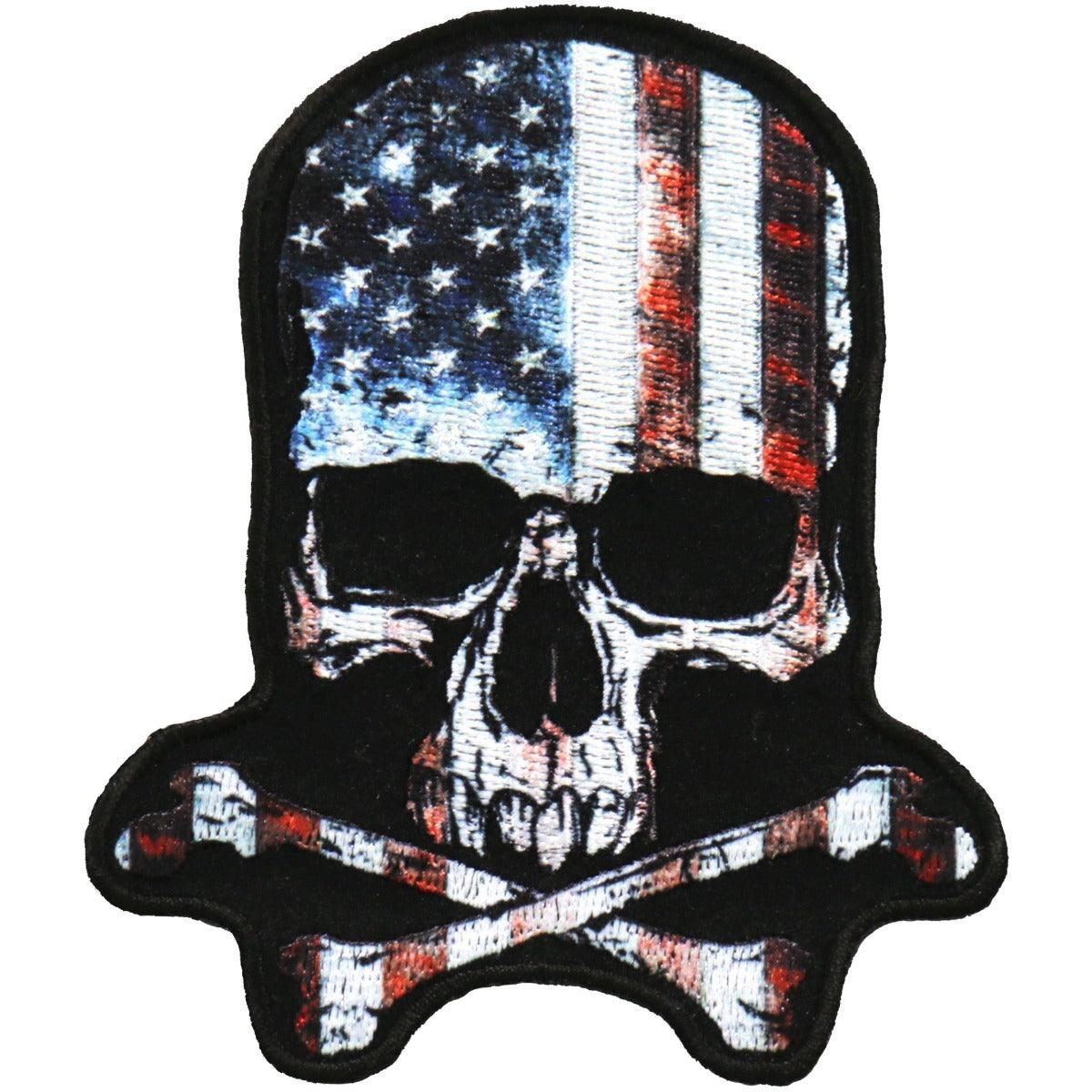 Hot Leathers 4” Skull American Flag Patch - American Legend Rider