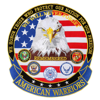 Hot Leathers American Warriors Military Es 11" X 12" Patch - American Legend Rider