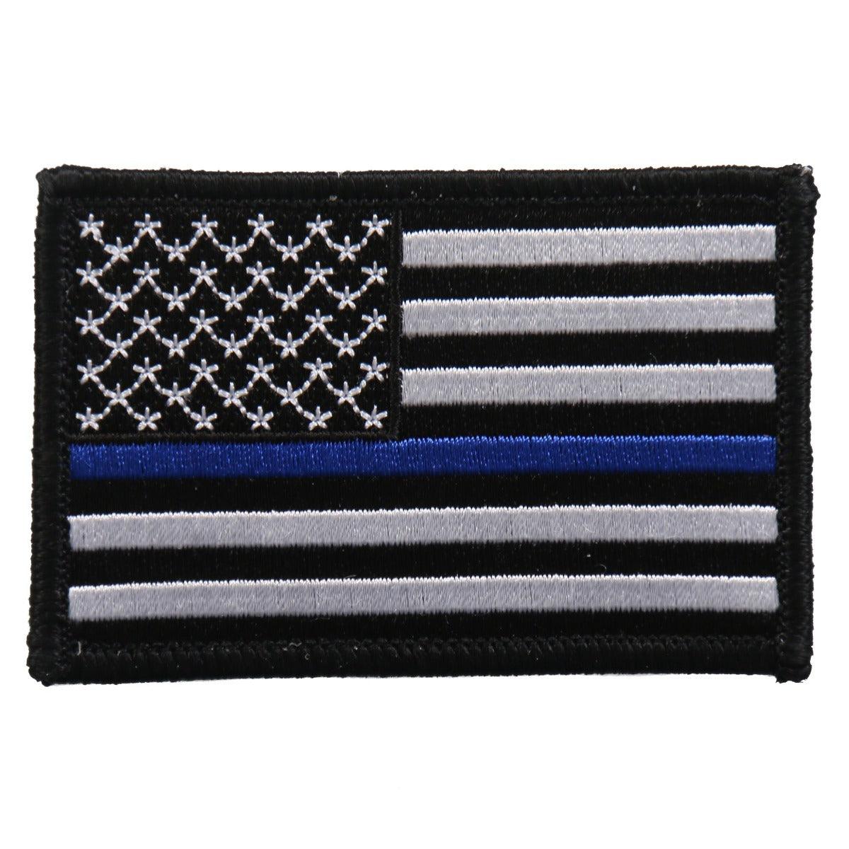 Hot Leathers Flag Thin Blue Line Embroidered 3"X2" Patch - American Legend Rider