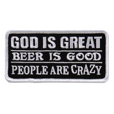 Hot Leathers God Is Great Beer Is Good 4"X2" Patch - American Legend Rider
