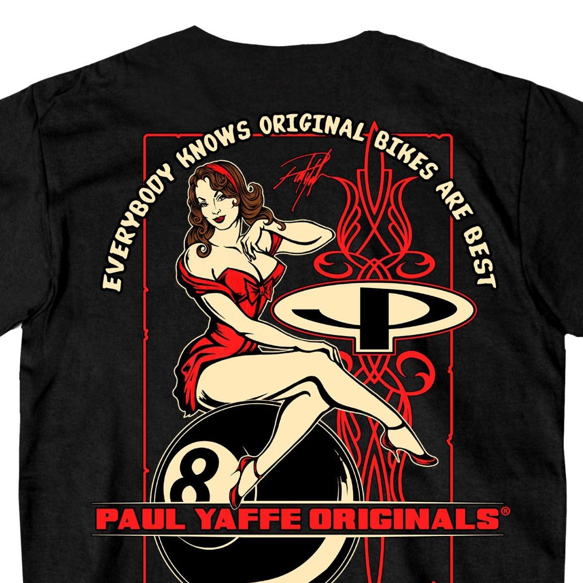 Hot Leathers Men's Official Paul Yaffe's Bagger Nation 8 Ball Pin Up T-Shirt - American Legend Rider