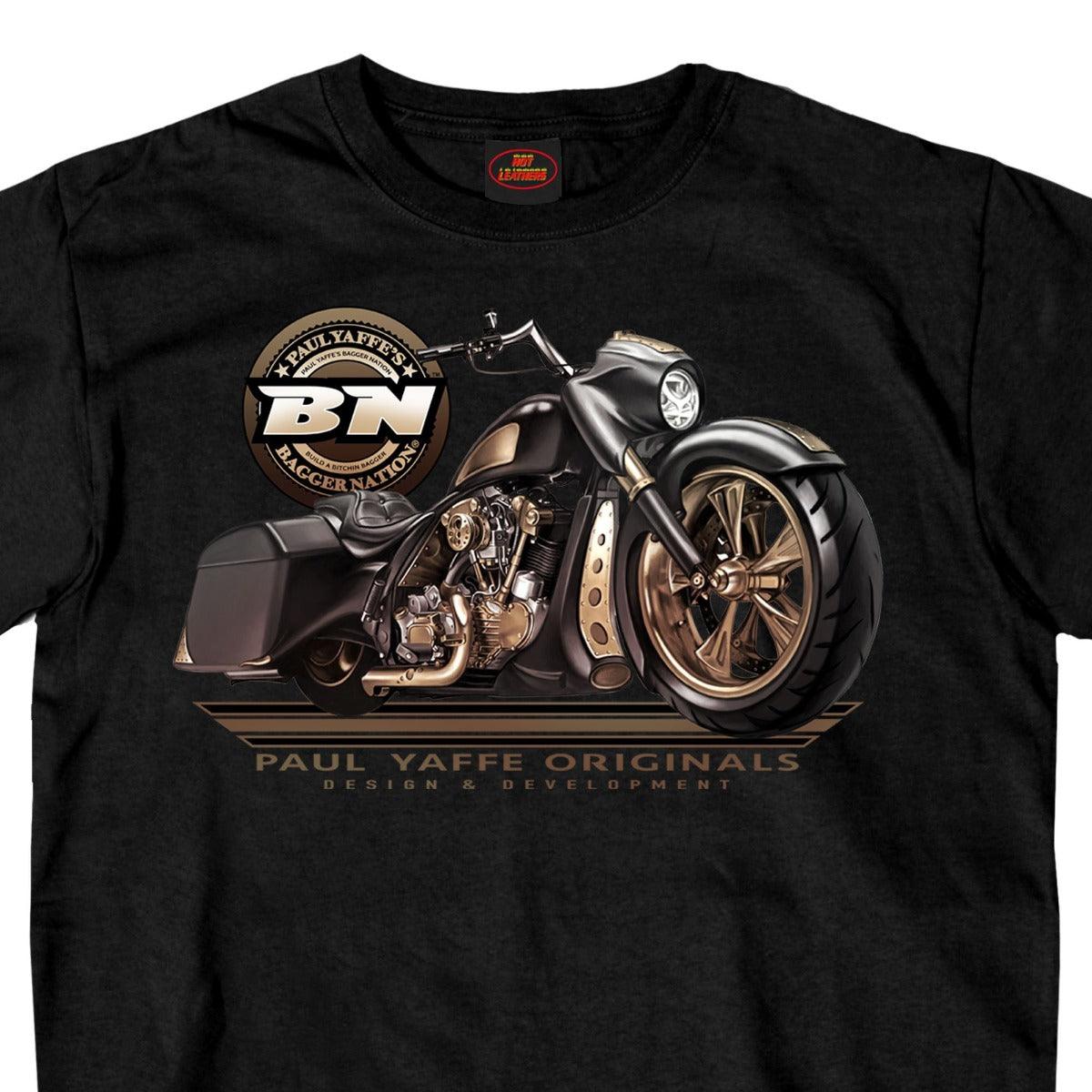 Hot Leathers Men's Official Paul Yaffe's Bagger Nation Rubber Knucky T-Shirt - American Legend Rider