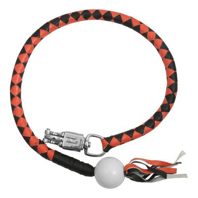 Daniel Smart Leather Biker Whip-Orange/Black W / White Pool Ball