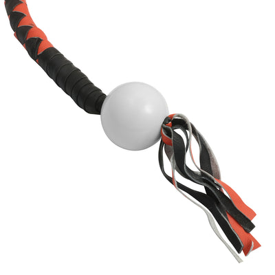 Daniel Smart Leather Biker Whip-Orange/Black W / White Pool Ball