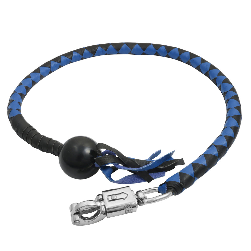 Daniel Smart Leather Biker Whip-Blue/Black W / Black Pool Ball