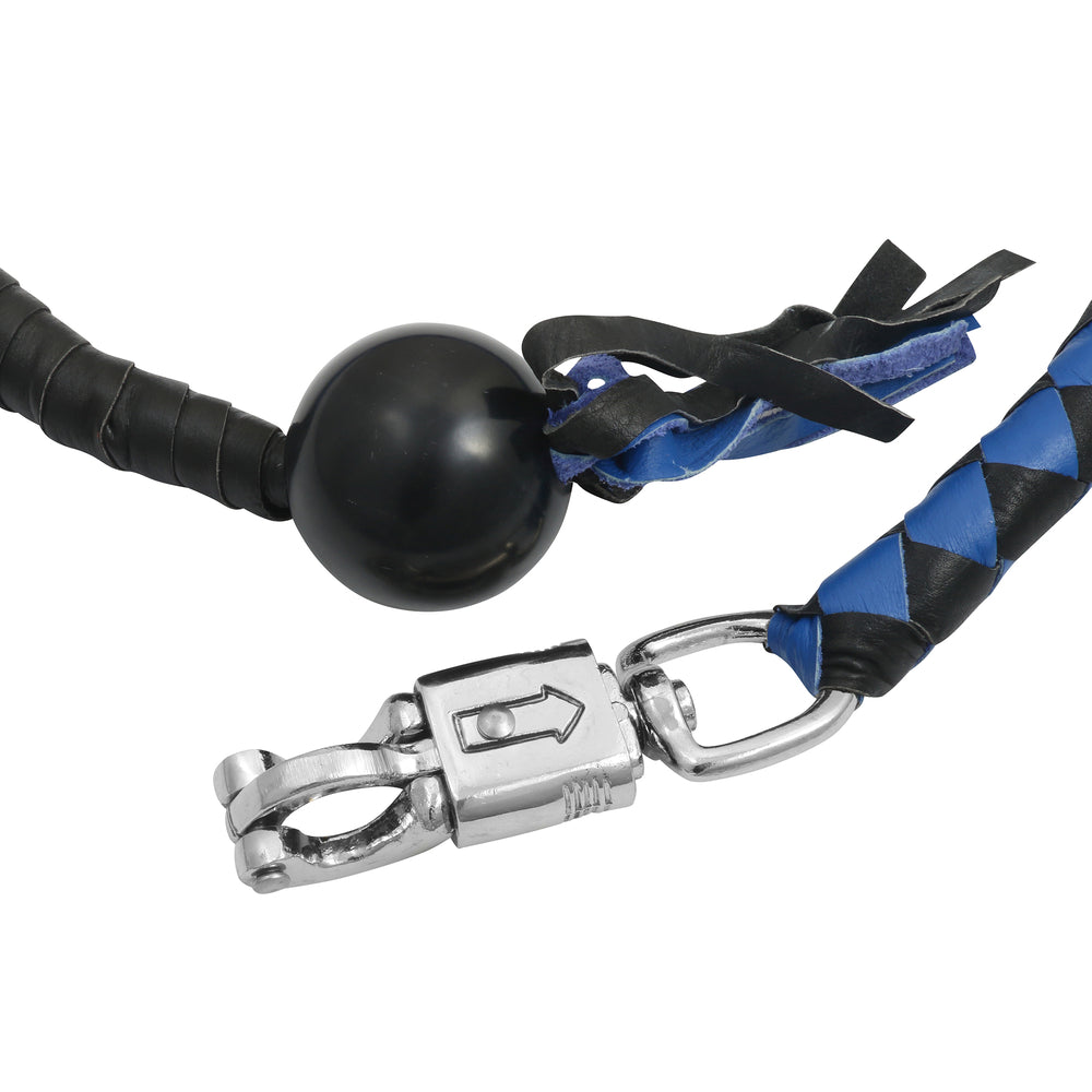Daniel Smart Leather Biker Whip-Blue/Black W / Black Pool Ball