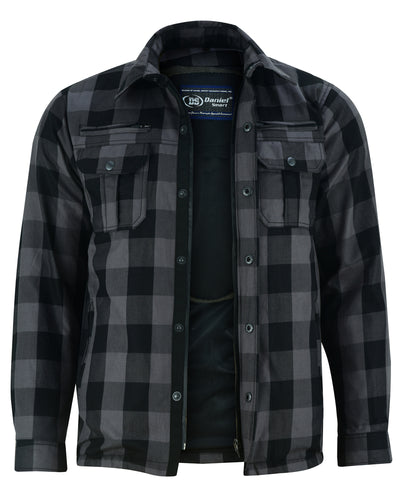 The men's black and grey checkered jacket is made of durable cotton Daniel Smart Armored Flannel Shirt - Gray.