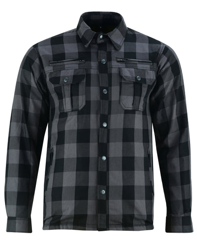 The Daniel Smart Armored Flannel Shirt in gray is made from durable cotton flannel.