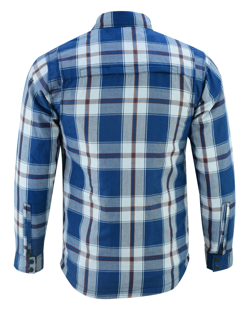 The Daniel Smart Armored Flannel Shirt - Blue, White & Maroon features durable cotton flannel for a stylish and comfortable look.