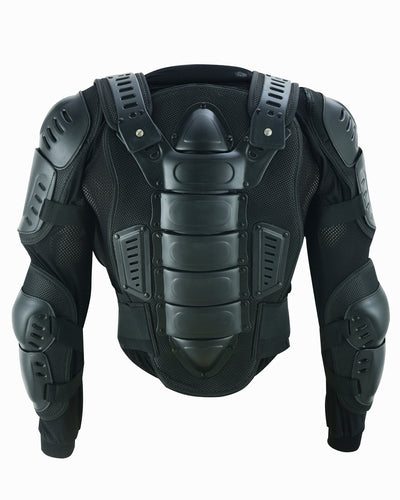 Daniel Smart Full Protection Body Armor - Black isolated on a white background.