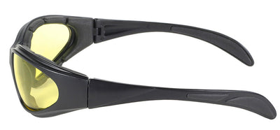 Daniel Smart Chopper Black Frame with Yellow Lens safety glasses with UV protection lenses and side shields on a white background.