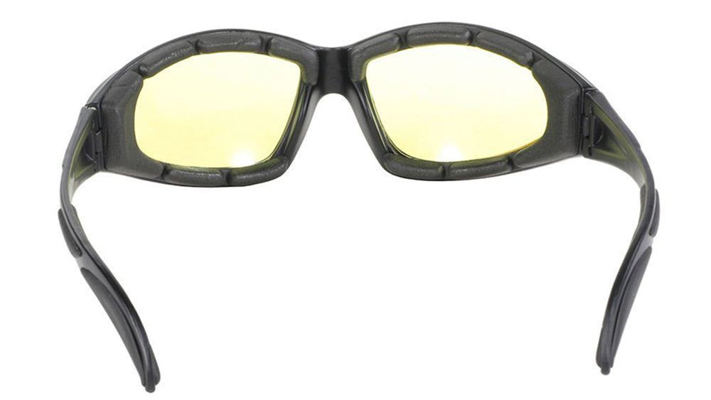 Daniel Smart Chopper Black Frame/Yellow Lens sports sunglasses with UV protection on a white background.
