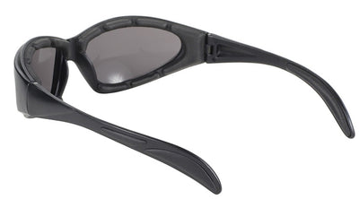 Daniel Smart Chopper Black sports sunglasses with curved smoke frame and tinted lenses, isolated on a white background.