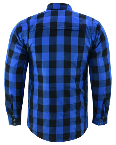 A durable Daniel Smart Armored Flannel Shirt - Blue with a blue and black plaid pattern.