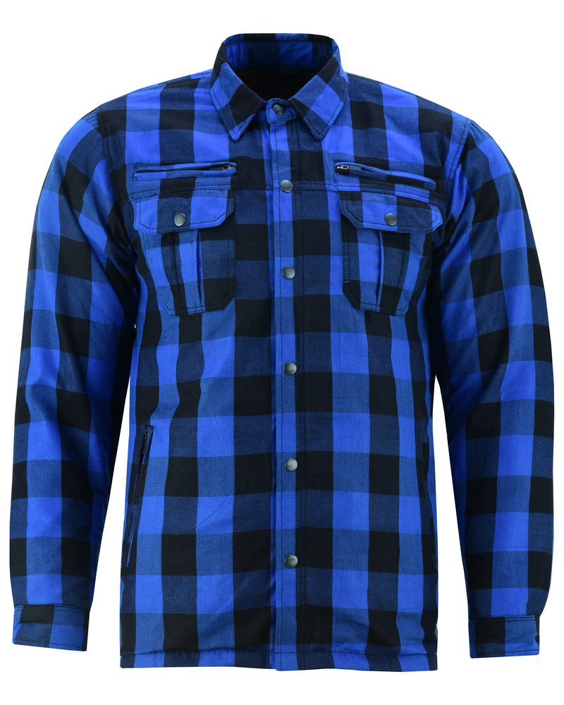 A durable Daniel Smart Armored Flannel Shirt - Blue for men made of cotton flannel fabric.