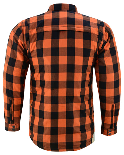 The Daniel Smart Armored Flannel Shirt - Orange features a back view with two pockets.
