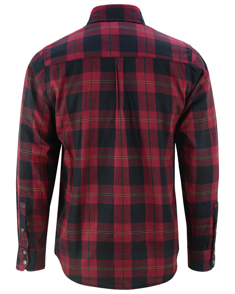 Daniel Smart Flannel Shirt - Red and Black with button-down flap chest pockets, viewed from the back.