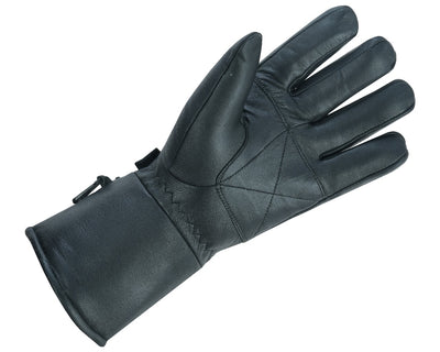 Black leather, Daniel Smart Cold Weather Gauntlet on a white background.