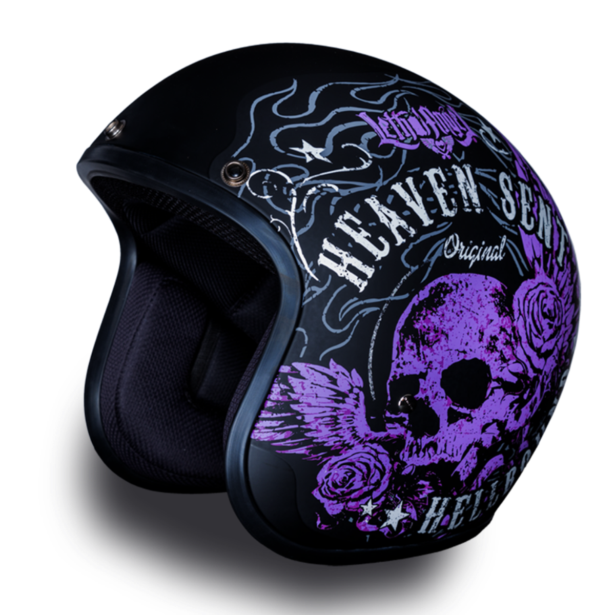 Daytona D.O.T. Cruiser w/ Heaven Sent Motorcycle Open Face 3/4 Shell Helmet