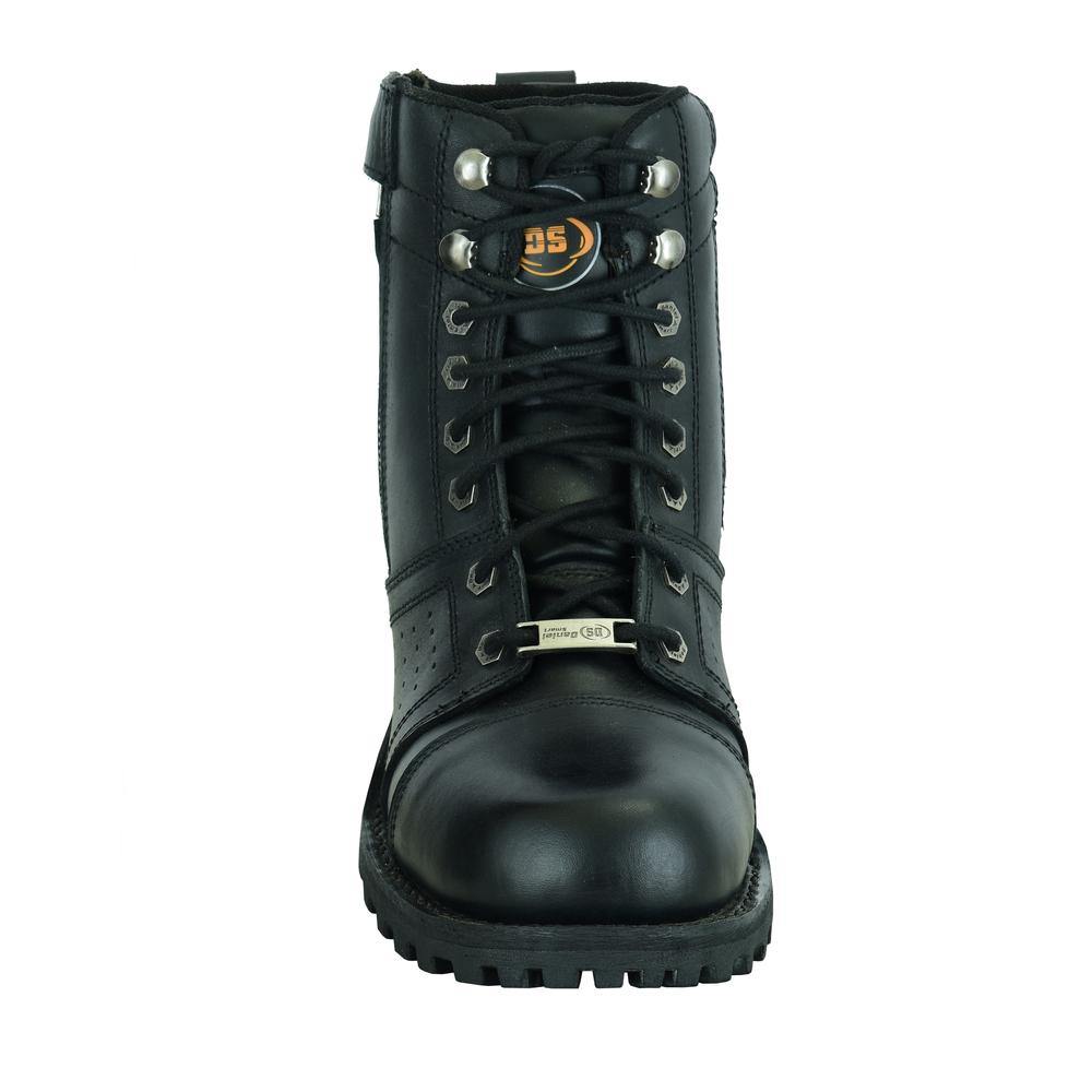 Daniel Smart Men’s 6’’ Side Zipper Plain Toe Black Leather Boots w/ Perforation - American Legend Rider