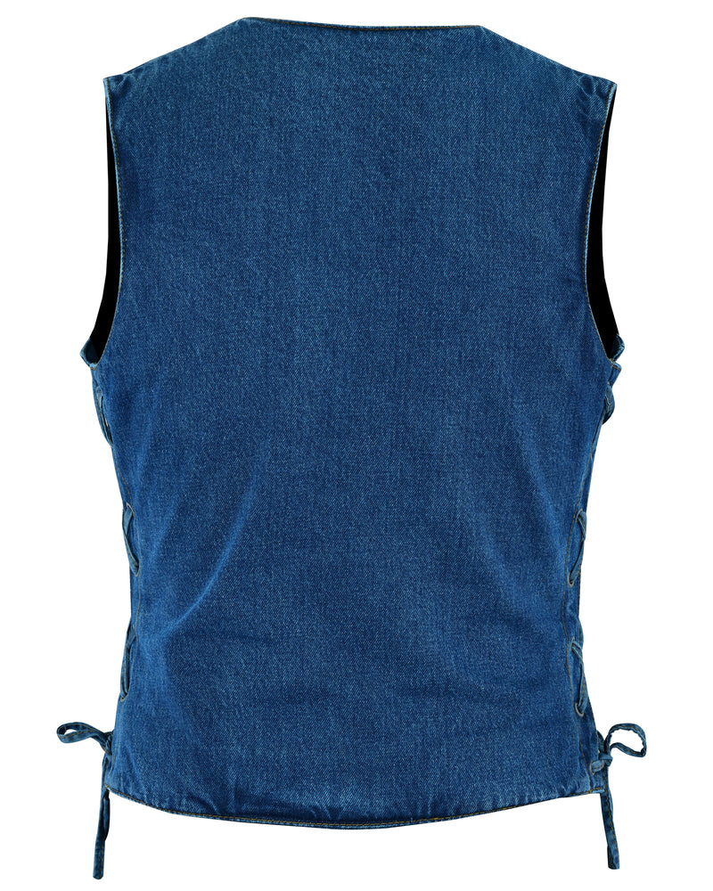 Daniel Smart Women's Single Back Panel Concealed Carry Denim Vest - Blue