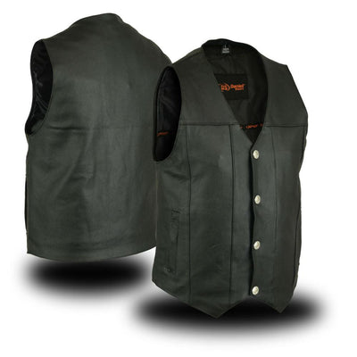 Daniel Smart Single Back Panel Concealed Carry Leather Vest (Buffalo Nickel Head Snaps), Black - American Legend Rider