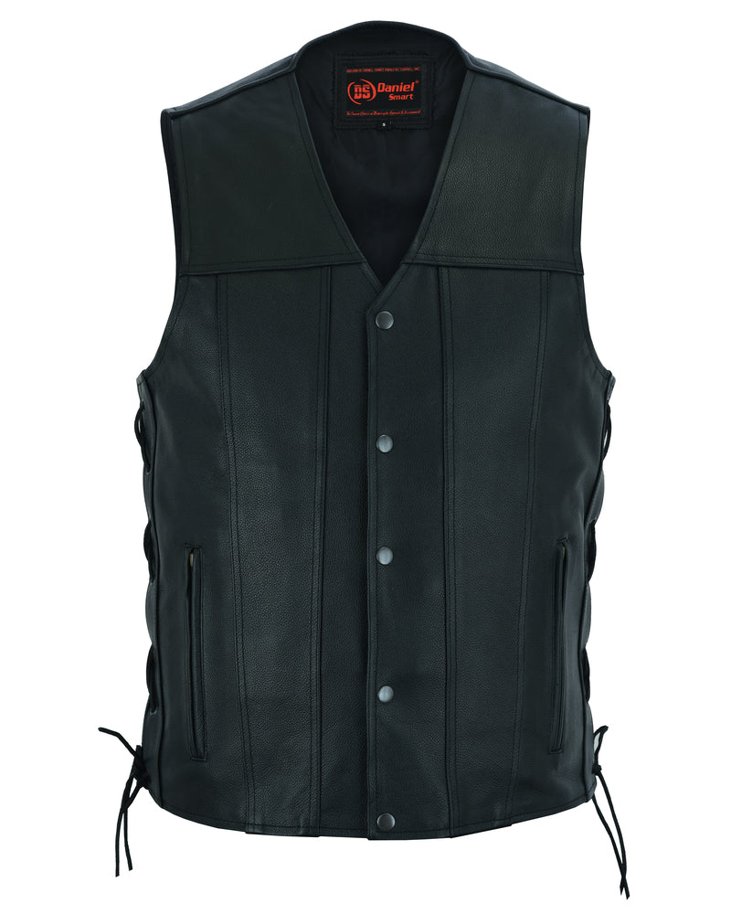 Daniel Smart Men's Tall Classic Tapered Bottom Biker Leather Vest