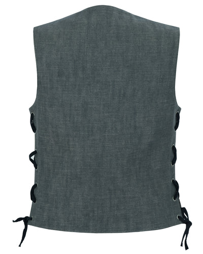 Daniel Smart Women's Rough Rub-Off Raw Finish Broken Gray Denim Vest