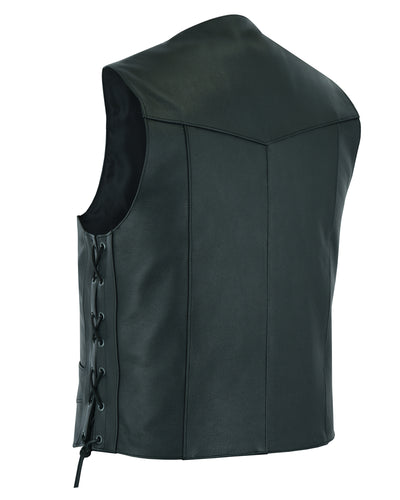 A Daniel Smart Men's Side Lace Economy Vest with a high neckline, displayed on a plain background.