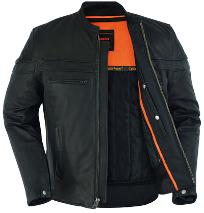 Daniel Smart Men's Sporty Lightweight Leather Cross Over Jacket