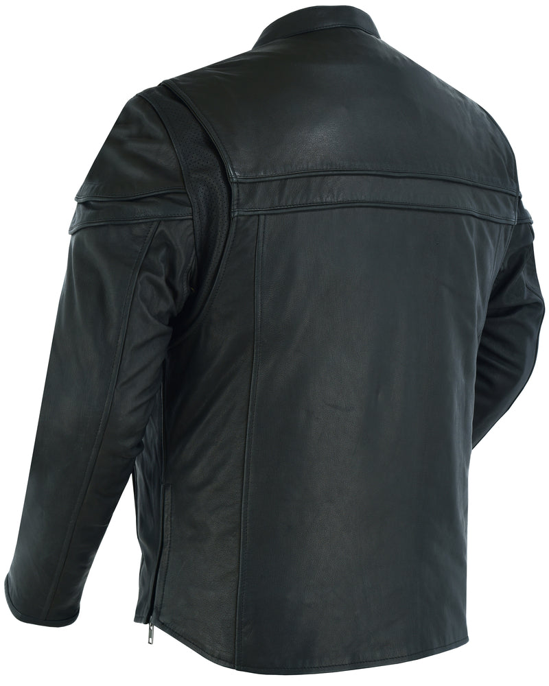 Daniel Smart Men's Sporty Lightweight Leather Cross Over Jacket